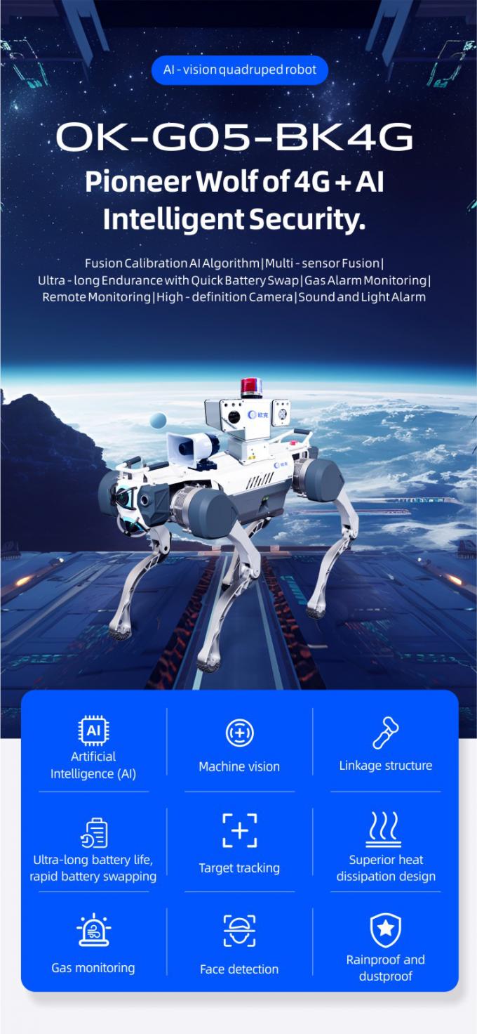 OKAF KI Überwachung Autonomer Sicherheits-Patrouillenroboter Industriewache Roboter Hund Smart Security Vierfach-Roboter 0