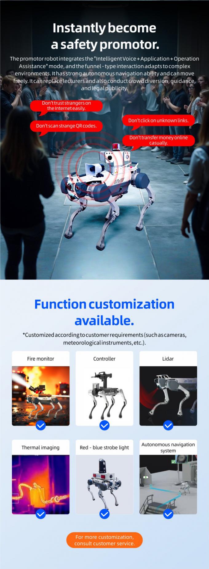 OKAF KI Überwachung Autonomer Sicherheits-Patrouillenroboter Industriewache Roboter Hund Smart Security Vierfach-Roboter 6