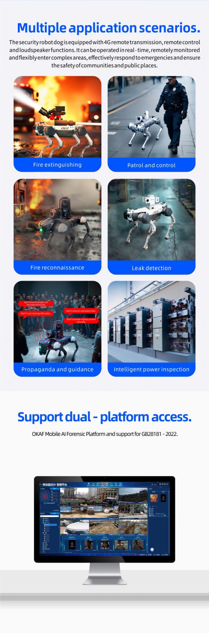 OKAF KI Überwachung Autonomer Sicherheits-Patrouillenroboter Industriewache Roboter Hund Smart Security Vierfach-Roboter 7