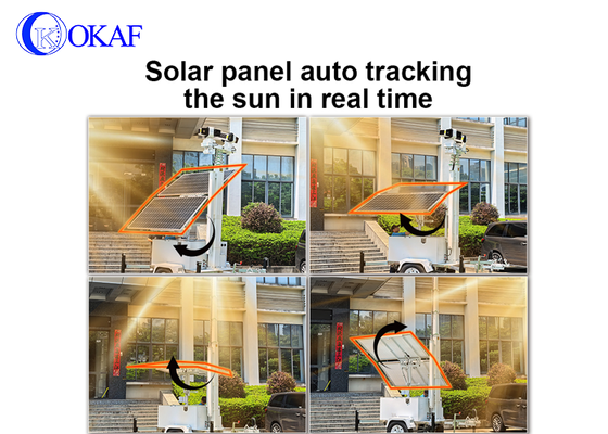 Netzunabhängiges, solarbetriebenes, mobiles Überwachungssystem, 12 m Teleskopmast, Solar-CCTV-Sicherheitsanhänger für die Baustelle