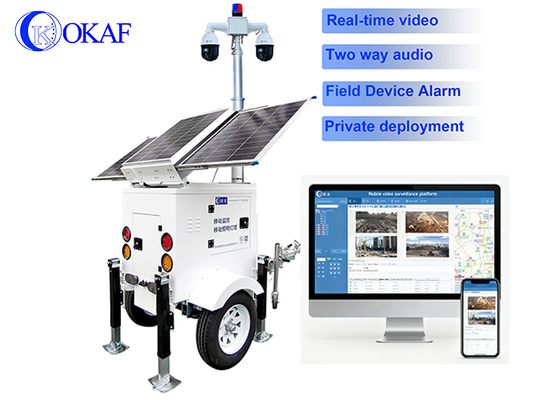 Off-Grid-Überwachung, 24/7-Sicherheit, Solaranlage, 3 x 200 W CCTV-Turm, 4G-SIM-Kartenkamera, 6 m Teleskopmast-Anhänger